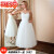 TNNSIR婚纱礼服女韩式简约吊带森系旅拍写真新娘中长款礼服 白色 XS
