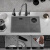 隐藏吧台水槽厨房隐形单槽日式带盖岛水盆不锈钢纳米黑 *折叠式龙头