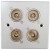 86型铝合金面板4个BNC监控Q9插座铜芯镀金直通插焊接SDI面板插座 银色(焊接式)
