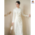 MGRRXINU高端品牌春季新款旗袍时尚优雅气质新中式国风白色感连衣裙女 白色 S(现货)
