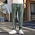 依姿朵夏季休闲裤男直筒薄款潮流冰丝运动男士韩版长裤子男6803 绿色 38