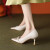 BUDDY BELLE女鞋法式尖头浅口高跟鞋女2024年春季拼色细跟单鞋小众设计感珍珠 香槟色 37
