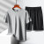 KAAGD运动套装男士夏季圆领短袖t恤休闲跑步三杠运动服透气刺绣两件套 24180#灰色(夏款) XL