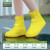 雨鞋套防水防滑高弹加厚时尚脚套便携式成人骑手鞋套水鞋雨靴 黄色中筒 M码 (34-36)请参考尺码表
