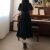 寒栩订婚穿的连衣裙国风复古笔墨山河新中式改良旗袍裙显瘦遮肚减 黑色 M 85-105斤