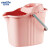 金诗洛 塑料清洁拖把桶 加厚手压带提手墩布脱水桶耐用简易办公司清洁桶 粉色 K404