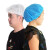 LISM一次性帽子头套无纺布厨师帽防尘卫生帽餐饮网帽厨房用帽 超厚升级圆帽蓝色50只/反复用