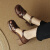 MK BELLE意大利轻奢侈新品~6厘米高跟透气镂空猪笼凉鞋女夏季真皮包头棕色 棕色(精选皮革) 33(手工级制作)