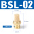 阙芊长头铜尖头平头电磁阀消声器可调节流塑料BSL-01/02/03/04 BSL02螺纹2分