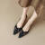 彼岸鸟春夏季新款女鞋韩版时尚休闲单鞋百搭通勤法式复古气质鞋子18205 黑色 34