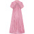骆骐亚（cmlziua）女装蕾丝改良旗袍裙2023年夏季新款复古中国风连衣裙短袖刺锈裙 粉色 M