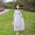 贝小草棉麻连衣裙 亚麻裙子高档纯色的2022夏天高端灯笼袖蕾丝拼接女显 白色 XL 130-145斤