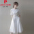 皮尔卡丹纯棉连衣裙女高档2024夏季新款法式小众设计感气质仙女a字裙子女 白色 XL建议115-125斤