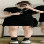 梵诗哲品牌小众设计感情侣装夏季韩版短袖T恤男女连衣裙法式一裙一衣ins 女连衣裙 s