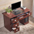 电脑桌台式办公室职员桌带抽屉锁书桌写字台简约现代办公桌 520豪华款实木皮办公桌1.4米