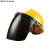 定制电焊面罩配安全帽式焊工防护面具防烤脸护脸全脸焊头戴式焊帽面屏 (深色)面罩+三筋透气(黄色)安全帽