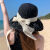 乔芈遮阳帽子女夏季海边度假蕾丝防紫外线防晒洋气出游太阳帽渔夫帽女 黑色 均码(可调节)