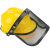 承琉定制油锯帽子割草机防护帽安全帽绿篱机面部保护带钢丝网安全面罩头盔 豪华款安全帽黄色