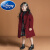 迪士尼（Disney）女童毛呢外套2023春季新年装羊绒儿童秋冬洋气韩版中长款呢子大衣 红色 100cm
