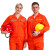 久瑞 JSF142 春秋季工作服 翻领大口袋安全反光条工装劳保服分体套装 橙色套装 L 