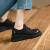 TATAXI女鞋复古风2024年秋季圆头厚底绑带小皮鞋中跟单鞋英伦松糕 黑色 34