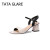 TATA  GLARE女鞋2023夏季新款名媛风露趾浅口搭扣粗跟优雅百搭凉鞋 白色 34