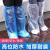 一次性雨鞋鞋套下雨天防水防滑透明塑料加厚耐磨脚套防雨高筒长筒 10只【蓝色长筒】加厚耐磨/高筒