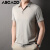 ABCADD夏季休闲衬衣领短袖t恤韩版宽松纯色半袖体恤潮 灰白 165S