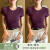 紫色修身短袖正肩t恤女新款春夏季设计感小众辣妹短款显瘦上衣105 紫色+紫色 L(适合100-120斤，卡码拍大)