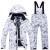 班廊狸滑雪服套装 儿童滑雪服男童女童滑雪服套装防风防水保暖加厚单板 黑闪电+宝蓝裤 S120-130