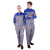 斯卡地尔（Scotoria）夏季工作服套装 分体式长袖工装舒适高棉 CVC1401蓝灰色 1套3XL码