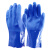 工业化学建筑机械制造水产汽车化工防油耐酸碱橡胶止滑磨砂耐磨防水劳保浸塑手套耐油手套 一双蓝色