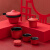 哲品家居一品盖碗旅行茶具套装2人便携户外带茶具包现代茶具整套 红色