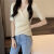 爱图荣夏季2021年新款韩版法式领修身显瘦短袖恤针织衫女上衣 黑色 XL 建议110-125斤