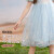 森林与孩子女童公主裙2024夏装花苞袖女童裙子不规则网纱海洋儿童裙子 蓝色 110