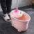 塑料老式墩布桶旋转拧水单桶手动挤水桶手压地拖桶拖地拖把桶 普通款粉色(一个桶一个拧干器)