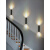 易爵现代简约LED双头金色圆柱壁灯酒店客厅背景墙过道走廊卧室床头灯 8*20cm磨砂黑-10W暖光