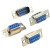 蓝色 DB9 母头/孔/DB9 公头/针/ DB9 外壳 串口插头 RS232 焊接头 公头+外壳