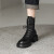 百丽驼美士新款马丁靴女系带皮带扣防水台防滑短靴欧美女靴 黑色 34