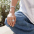 APM Monaco[新品]密镶长方形链条戒指前卫酷炫时尚感对戒生日礼物 湖蓝色 54