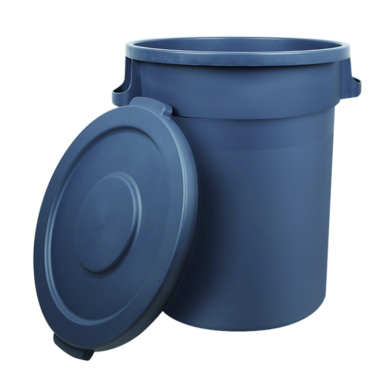 创悟邦 加厚带盖垃圾桶 户外环卫清洁工业商用塑料垃圾筒 FB2239圆形带底座80L