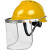 安全帽带面罩全脸防护透明PVC铝包边烧焊防飞溅防冲击打磨面屏 黄色安全帽+支架+6张面屏