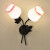 美式双头铁艺壁灯过道走廊灯北欧客厅床头灯卧室简约现代LED灯具 800黑色单头配9瓦三色灯泡