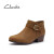 Clarks其乐女鞋秋冬踝靴复古潮流时尚舒适搭扣方跟女靴 深棕褐色261618985 37