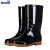 BGH-15劳保雨靴PVC防滑防水防刺靴子 中筒黑色-牛筋底-无绒45