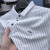 MZMCNOU领短袖T恤男免烫夏季薄款竖条纹商务休闲无痕开衩体恤衫 白色 M -48