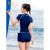 361°泳衣女分体平角裤两件套保守遮肚显瘦短袖学生仙女范游泳衣 姜黄色 3XL（建议体重65kg-70kg）