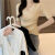 爱图荣夏季2021年新款韩版法式领修身显瘦短袖恤针织衫女上衣 黑色 XL 建议110-125斤