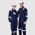 英格杰家 特种防静电阻燃防护服长袖带反光条连体劳保汽修工程服 深蓝色套装 185 