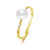 琼瑞阁金简约珍珠方形戒指akoya海水珍珠镶嵌南非钻石时尚手饰 14号圈（现货） 6.5-7mm